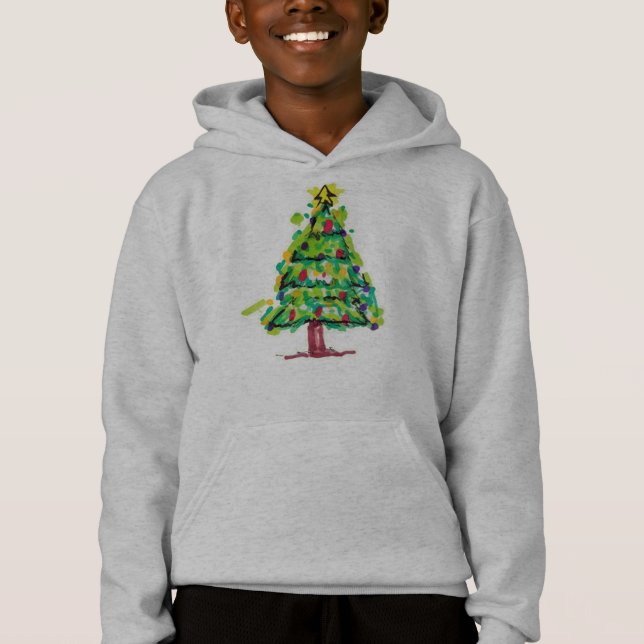 Camiseta Ilustração Colorida de Árvore de Natal (Frente)