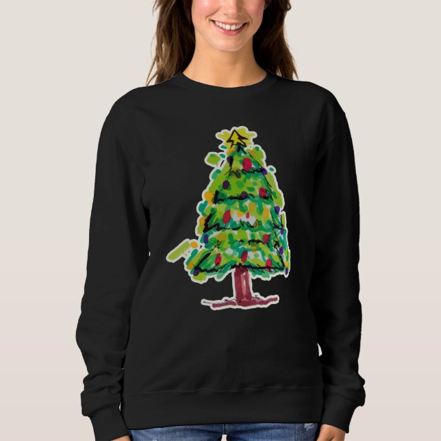 Camiseta Ilustração Colorida de Árvore de Natal (Frente)