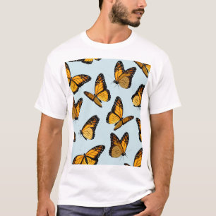 Camiseta Ilustração Colorida de Borboletas Monarca