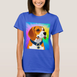 Camiseta Ilustração Colorida de Cachorro de Desenho Animado