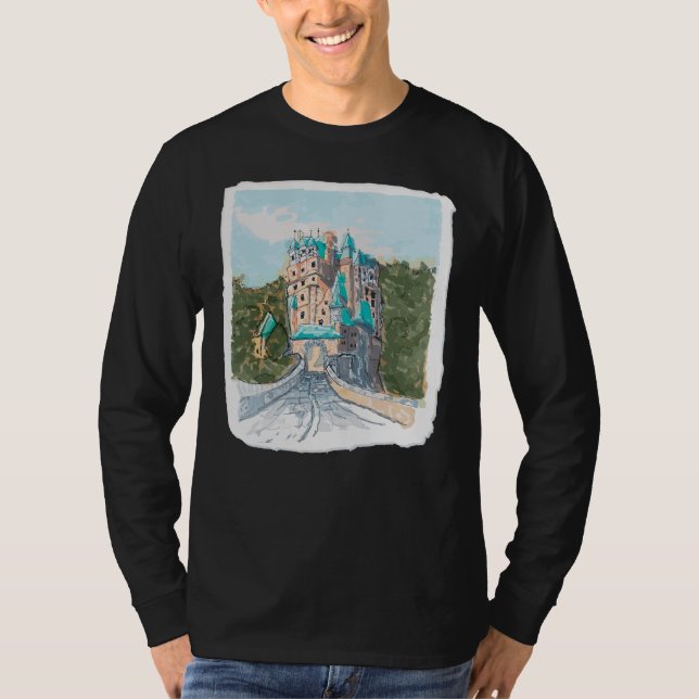 Camiseta Ilustração Colorida de Castelo (Frente)