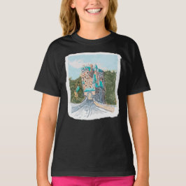 Camiseta Ilustração Colorida de Castelo