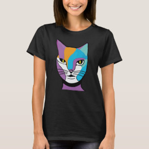 Camiseta Ilustração Colorida de Mulher Gato