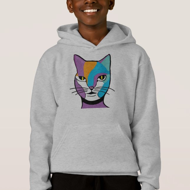 Camiseta Ilustração Colorida de Mulher Gato (Frente)