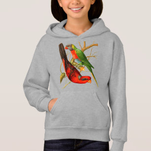 Camiseta Ilustração Colorida de Papagaios Vermelhos e Verde
