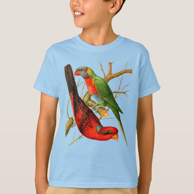 Camiseta Ilustração Colorida de Peças Vermelhas e Verdes (Frente)