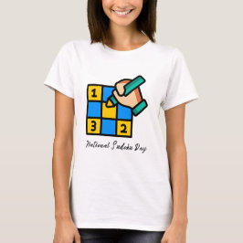 Camiseta Ilustração Colorida de Quebra-cabeça Sudoku T Shir
