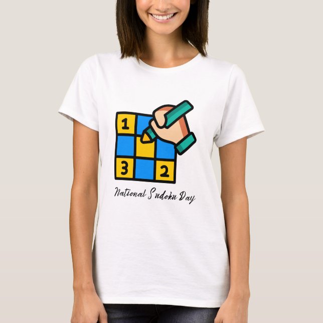 Camiseta Ilustração Colorida de Quebra-cabeça Sudoku T Shir (Frente)