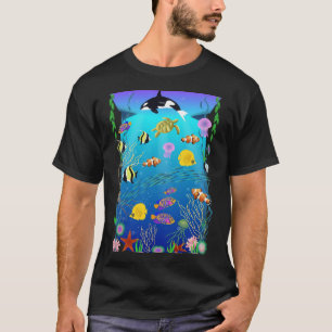 Camiseta Ilustração Colorida de Vida Marinha Subaq