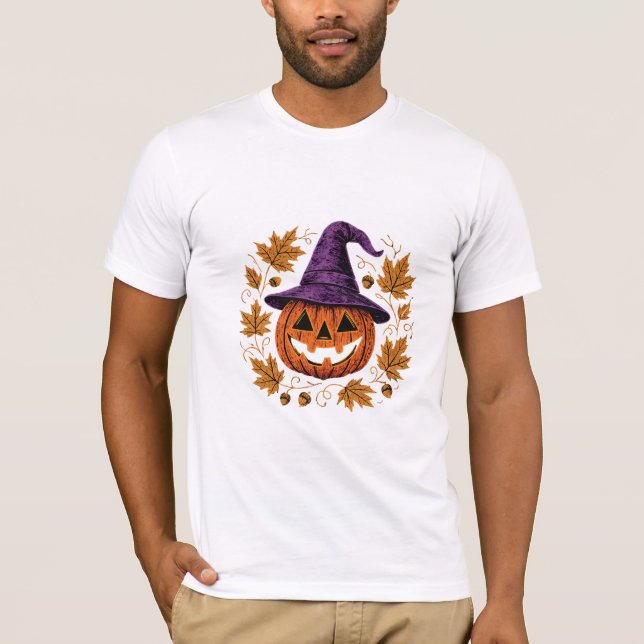 Camiseta Ilustração da Abóbora do Vintage Halloween (Frente)