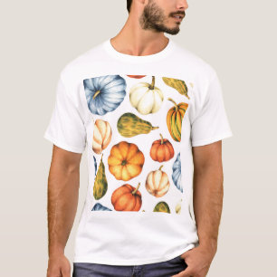 Camiseta Ilustração da Abóbora: Padrão de Aquarela Sem Cost