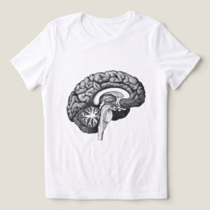 Camiseta Ilustração da anatomia médica da Vintage no cérebr