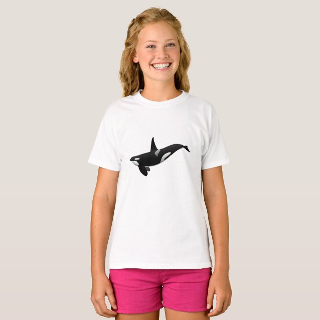 Camiseta Ilustração da baleia Orca - Escolher cor de fundo (Frente Completa)