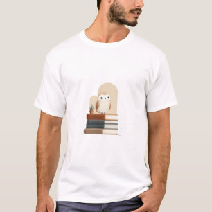 Camiseta Ilustração da Biblioteca da Coruja Aconchegante