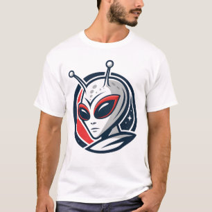 Camiseta Ilustração da Cabeça de Alienígena Moderna para Ca