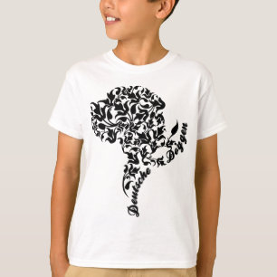 Camiseta Ilustração da cabeça do Dogue Alemão feita de folh