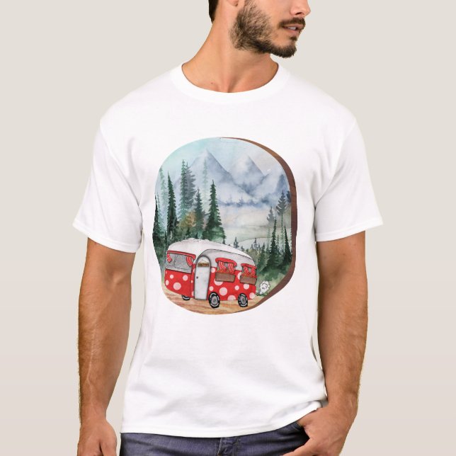 Camiseta Ilustração da Campa de Aventura de Montanha (Frente)