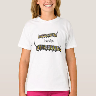 Camiseta Ilustração da cartoon da lagarta monarca