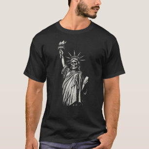 Camiseta Ilustração da Caveira da Tocha da Estátua da Liber