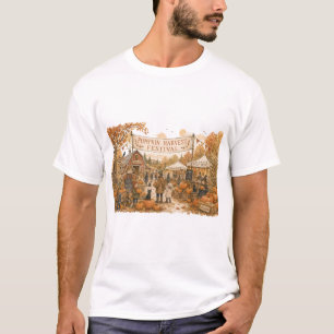 Camiseta Ilustração da Cena do Festival da Colheita de Abób