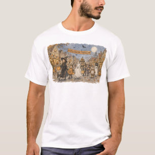 Camiseta Ilustração da Cena Noturna do Desfile de Halloween