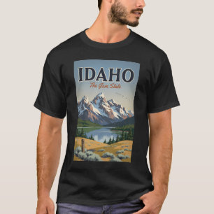 Camiseta Ilustração da Cordilheira Sawtooth de Idaho Arte d