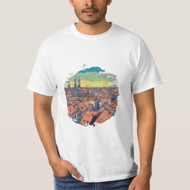 CAMISETA ILUSTRAÇÃO DA CROÁCIA DE ZAGREB (Frente)