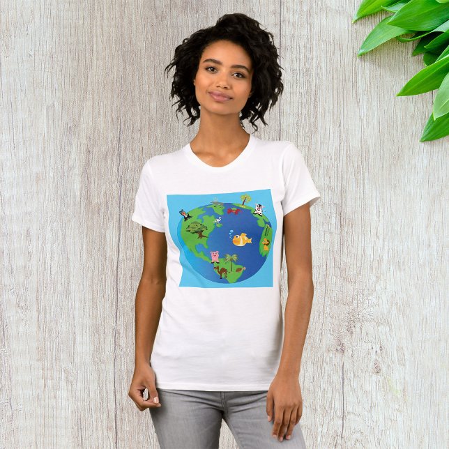 Camiseta Ilustração da fauna selvagem do mapa dos animais (Criador carregado)