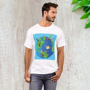 Camiseta Ilustração da fauna selvagem do mapa dos animais
