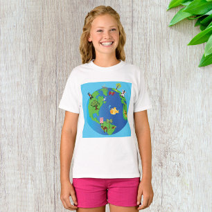 Camiseta Ilustração da fauna selvagem do mapa dos animais