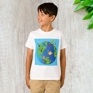 Camiseta Ilustração da fauna selvagem do mapa dos animais