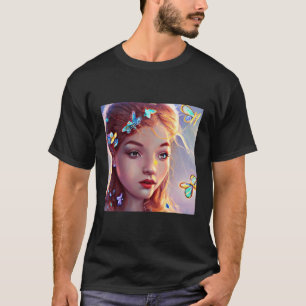 Camiseta Ilustração Da Garota Da Borboleta Motif Cute Color