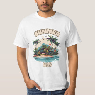 Camiseta Ilustração da Ilha Tropical de Summer Vibe