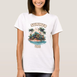 Camiseta Ilustração da Ilha Tropical de Summer Vibe