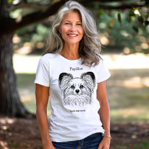 Camiseta Ilustração da Linha Preta do Retrato de Papillon