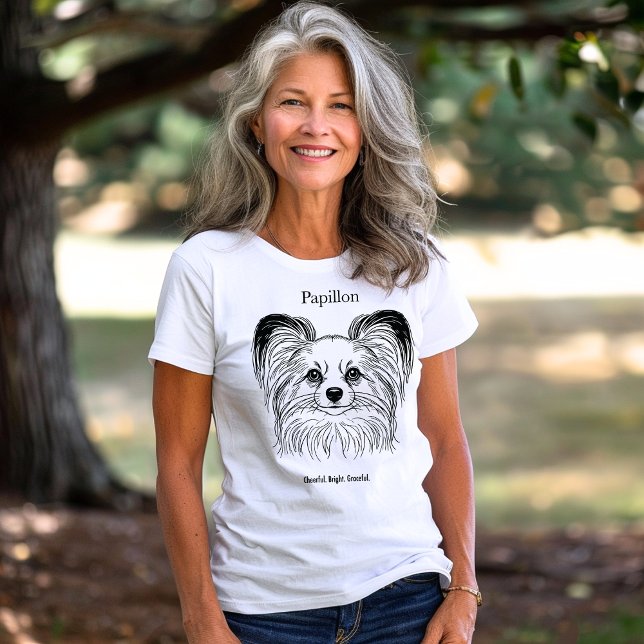 Camiseta Ilustração da Linha Preta do Retrato de Papillon (Criador carregado)