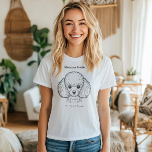 Camiseta Ilustração da Linha Preta do Retrato do Poodle Min