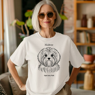 Camiseta Ilustração da Linha Preta do Retrato Maltês
