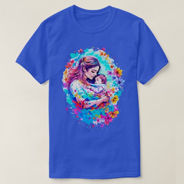 Camiseta Ilustração da mãe segurando o bebê (Frente do Design)