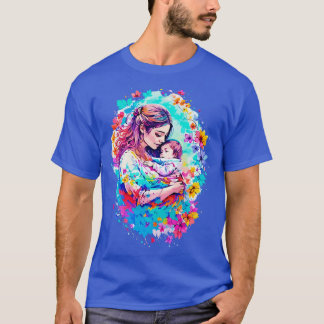 Camiseta Ilustração da mãe segurando o bebê