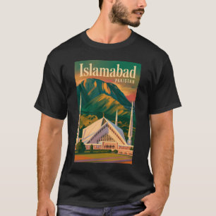 Camiseta Ilustração da Mesquita Faisal Islamabad Paquistão