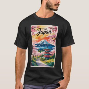 Camiseta Ilustração da Montanha Fuji do Japão Viagem Arte V