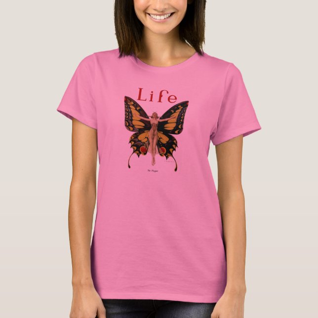 Camiseta Ilustração da Mulher Voando Borboleta Flapper (Frente)