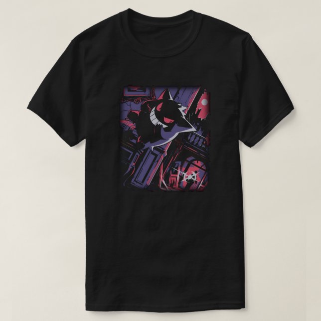 Camiseta Ilustração da Noite Assombrada de Gengar (Frente do Design)