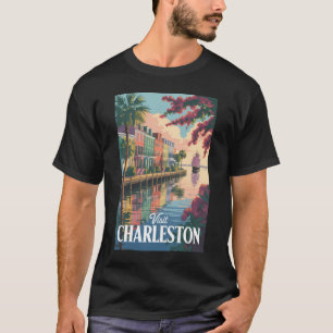 Camiseta Ilustração da Orla de Charleston Carolina do Sul
