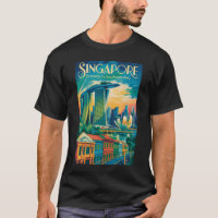 Ilustração da Paisagem de Singapura Arte de Viagem