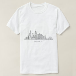 Camiseta Ilustração da paisagem urbana de Chicago IL
