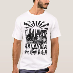 Camiseta Ilustração da Paisagem Urbana e Cultura de Kuala L