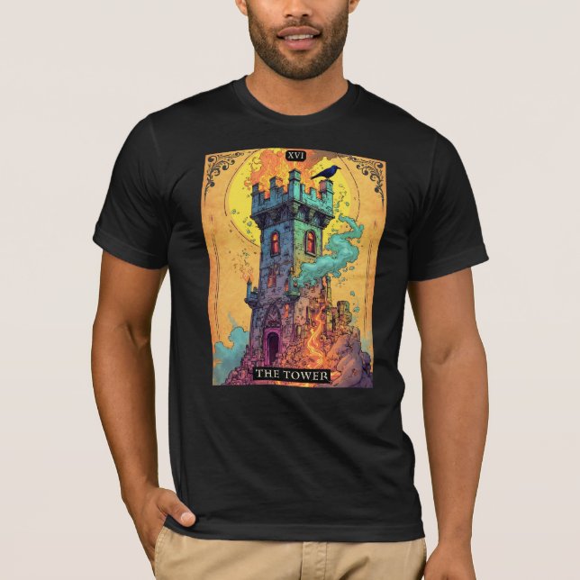 Camiseta Ilustração da Placa Tarot, A Torre (Frente)