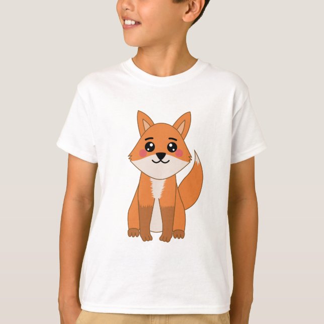 Camiseta Ilustração da Raposa Laranja Kawaii Cute (Frente)